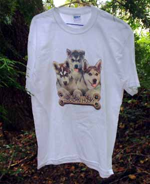 シベリアンハスキーグッズと雑貨　ハスキーTシャツ　3匹の子犬ちゃん 